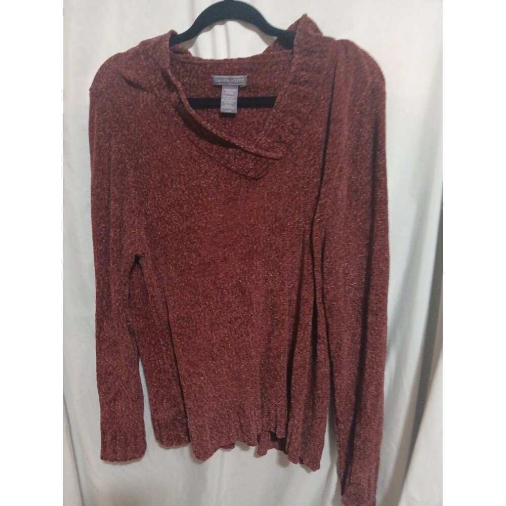 Laura Scott  Woman Size Xl Burgundy Long Sleeve Sweater  Cottagecore